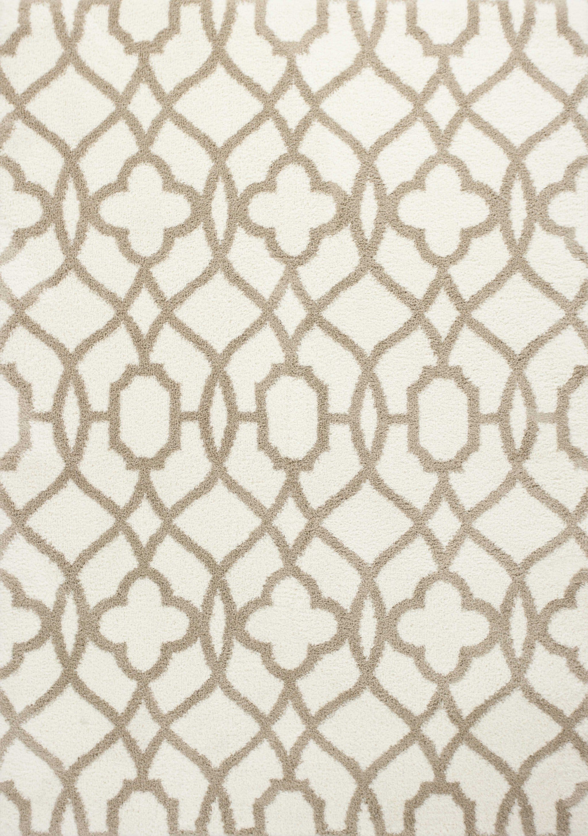 Ivory Area Rug - 5'3" x 7'7" Microfiber Ivory/Beige Area Rug