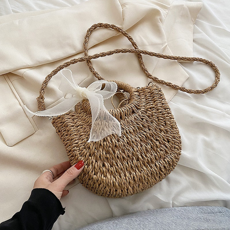 Women Shoulder Bag 2022 Straw Purses and Handbags Spring And Summer Female Shopper Fashion Solid Col