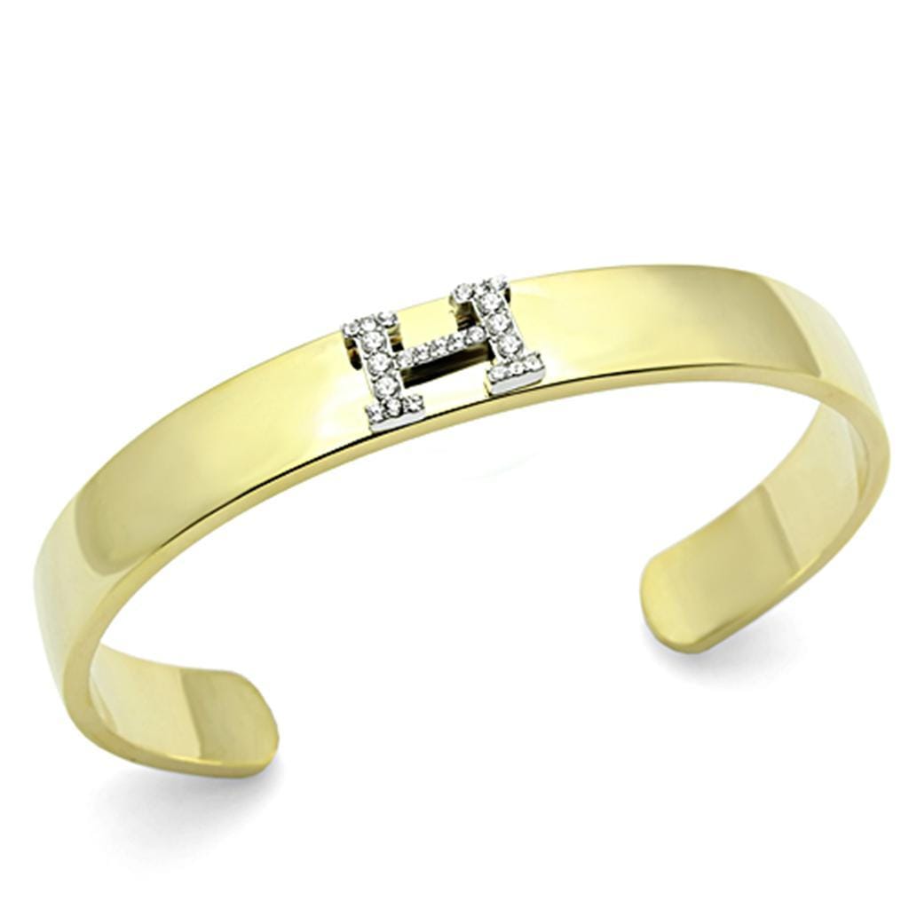 Gold Bangle Bracelet LO2577 Gold+Rhodium White Metal Bangle with Crystal