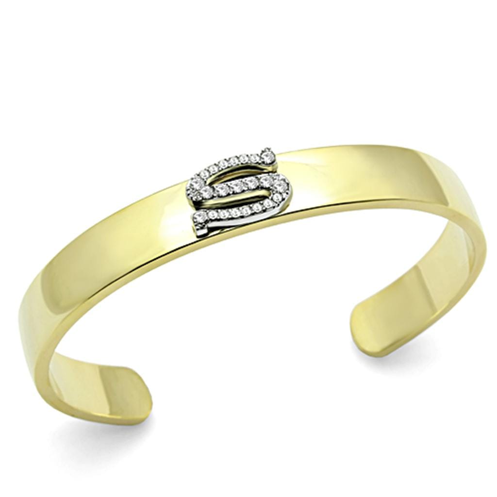 Gold Bangle Bracelet LO2588 Gold+Rhodium White Metal Bangle with