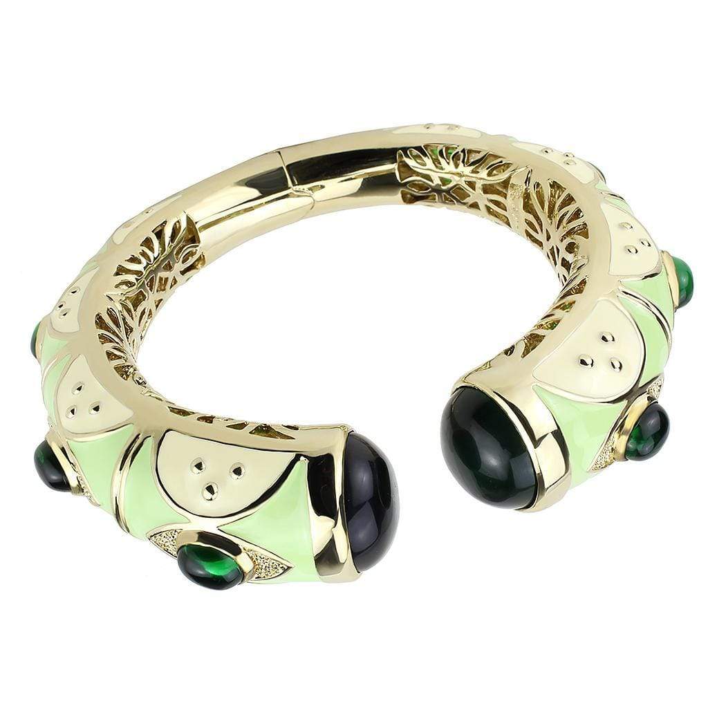 Gold Bangle Bracelet LO4267 Gold Brass Bangle with Synthetic in Emerald