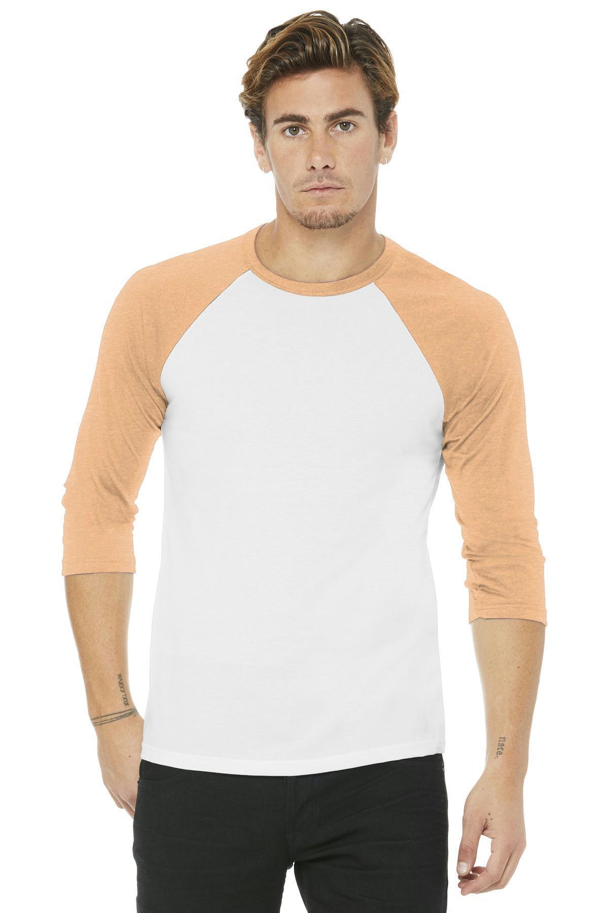 BELLA+CANVAS  Unisex 3/4-Sleeve Baseball Tee. BC3200