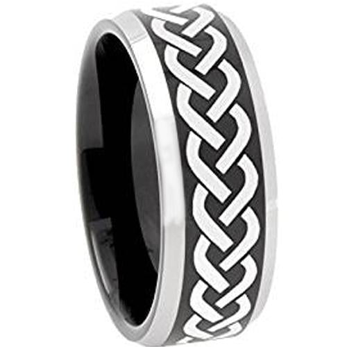 Men's Platinum Wedding Rings Black Platinum White Tungsten Carbide Celtic Ring