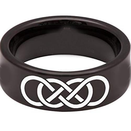 Black Engagement Rings Black Tungsten Carbide Double Infinity Fl