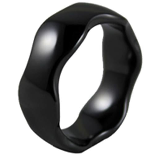 Black Rings For Men Black Tungsten Carbide Polished Shiny Wave R