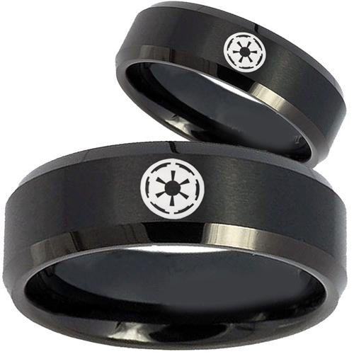 Black Wedding Rings For Men Black Tungsten Carbide Star War Empire Ring