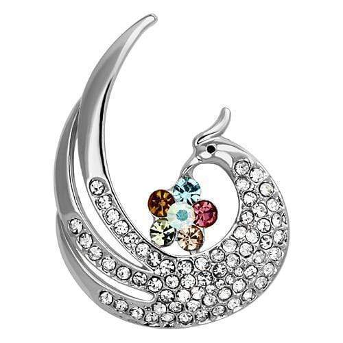 Hair Brooch LO2773 Imitation Rhodium White Metal Brooches with Crystal