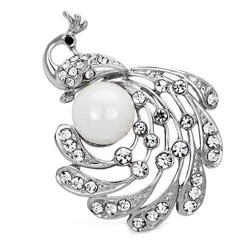 Hair Brooch LO2777 Imitation Rhodium White Metal Brooches with Synthetic