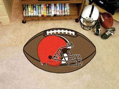 Round Rug in Living Room NFL Cleveland Browns Football Ball Rug 20.5"x32.5"