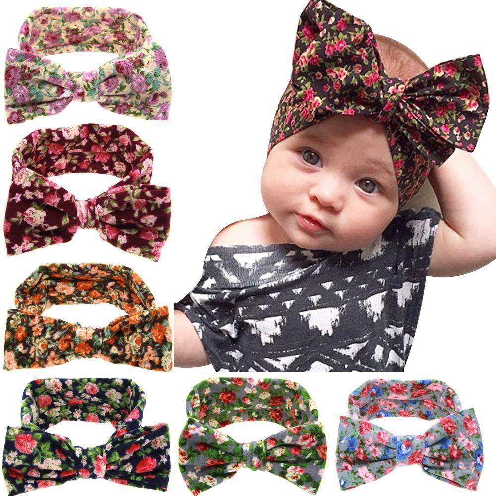 Girls Floral Print Fabric Hair Wrap With Big Bow