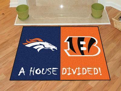 Large Area Rugs NFL Broncos Bengals House Divided Rug 33.75"x42.5"