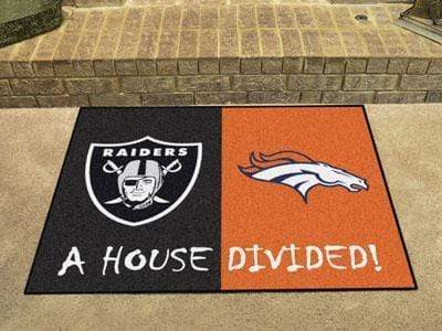 Large Rugs NFL Raiders Broncos House Divided Rug 33.75"x42.5"