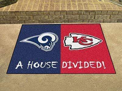 Large Rugs NFL Rams Chiefs House Divided Rug 33.75"x42.5"