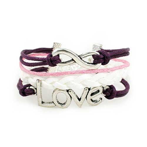 Infinity Love Bracelet [Purple Pink and White]