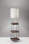 Lamps Cute Lamps - 16" X 16" X 63.25" Walnut Wood/Metal Shelf Floor Lamp HomeRoots