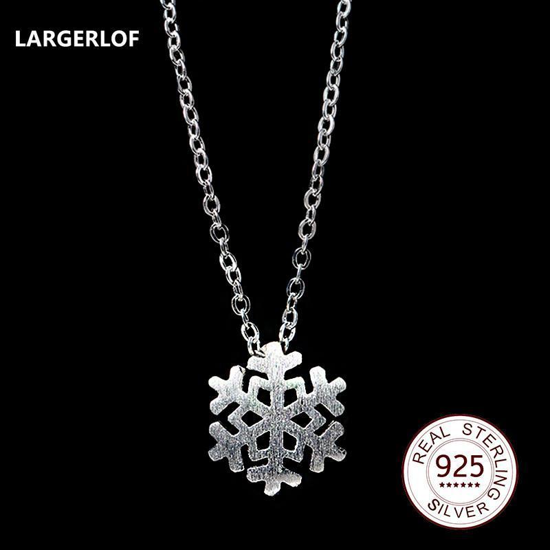 LARGERLOF 925 Silver Pendant Necklace Snow Pendant Fashion 925 Silver jewelry Women  Necklaces TL110