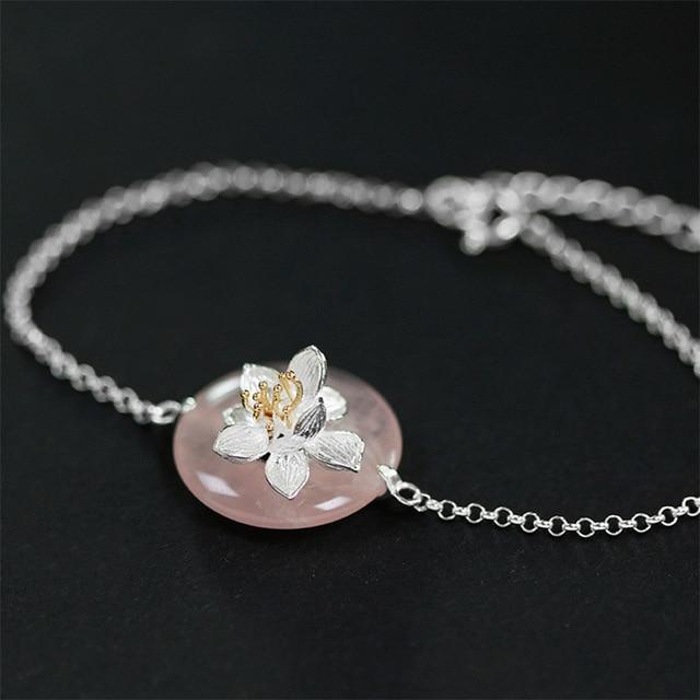 Lotus Fun Real 925 Sterling Silver Natural Stones Creative Handmade Fine Jewelry Lotus Whispers Brac