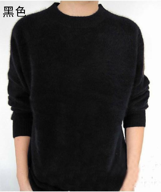 Men Solid Winter Pullover / Full Sleeves O-Neck Cashmere Sweater-Black-S-JadeMoghul Inc.