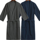Men Waffle Bath Robe / Cotton Bathrobe / Night Dressing Gown-Navy-M-JadeMoghul Inc.