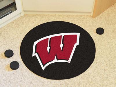 Round Rug in Living Room NCAA Wisconsin Puck Ball Mat 27" diameter