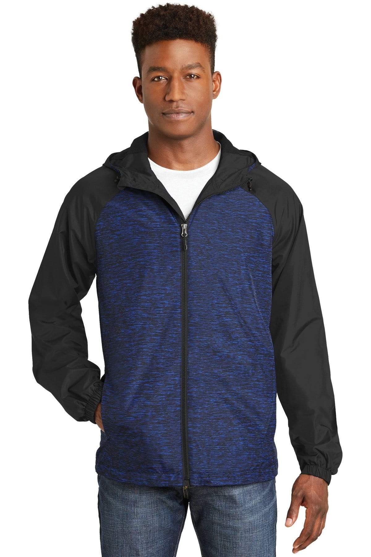 Sport-Tek Heather Hooded Windbreaker Jacket JST405021