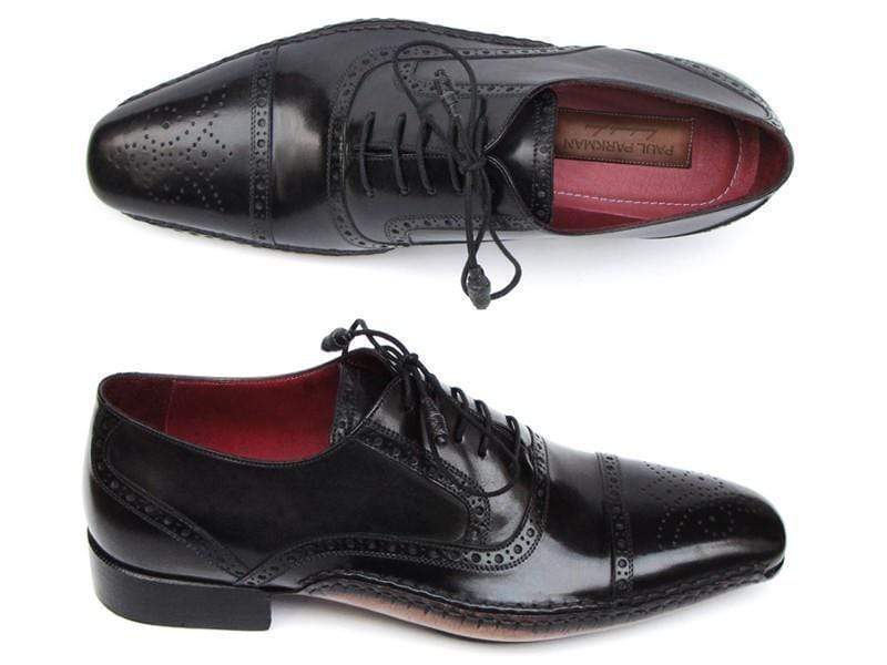 Paul Parkman (FREE Shipping) Men's Captoe Oxfords Black Shoes (ID#5032-BLK)