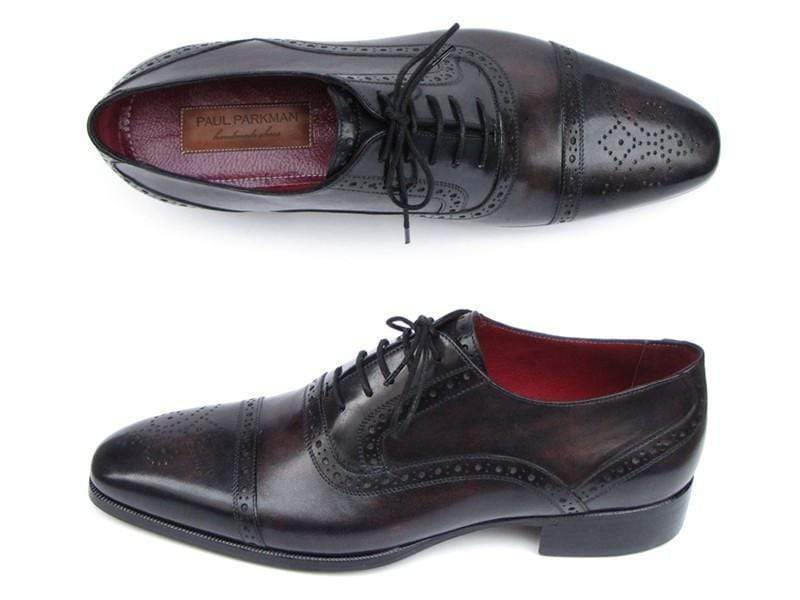 Paul Parkman (FREE Shipping) Men's Captoe Oxfords Bronze & Black Shoes (ID#77U844)