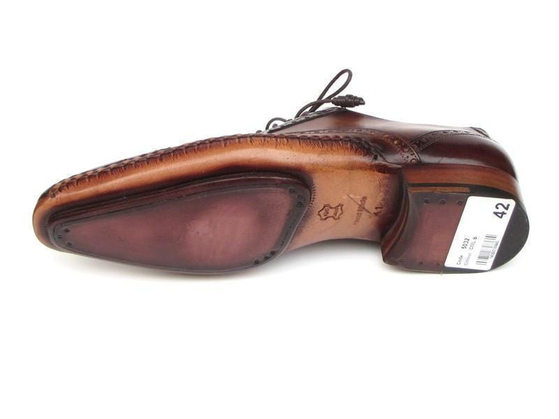 Paul Parkman (FREE Shipping) Men's Captoe Oxfords Brown Hand Painted Shoes (ID#5032-BRW)