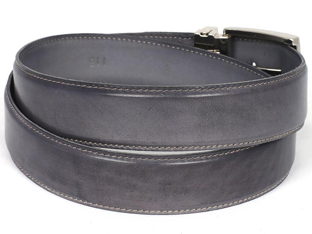 Paul Parkman (FREE Shipping) Men's Leather Belt Hand-Painted Gray (ID#B01-GRAY)