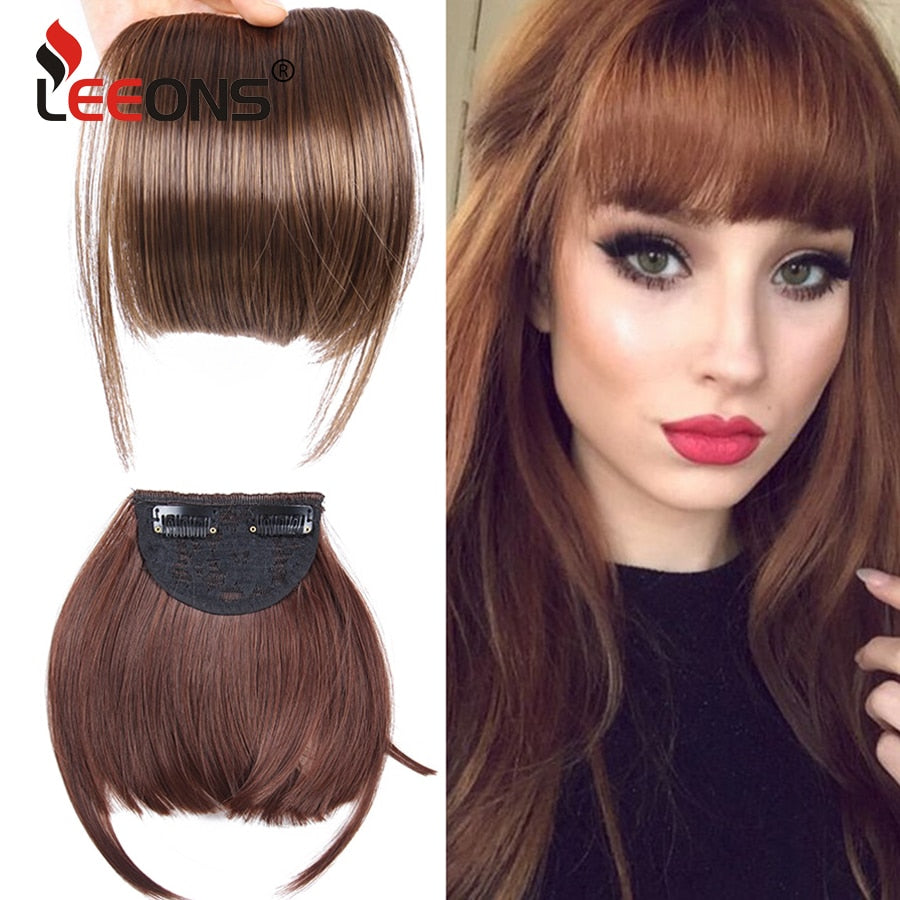 Leeons Short Synthetic Bangs Heat Resistant Hairpieces Hair Women Natural Short Fake Hair Bangs Hair