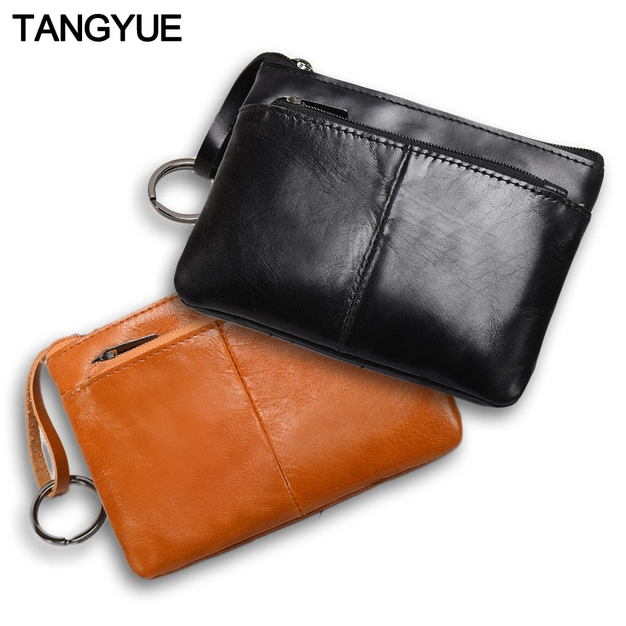 Mini Purse for Men Wallet Women Genuine Leather Zipper Vintage Short Lady Small Slim Female Women