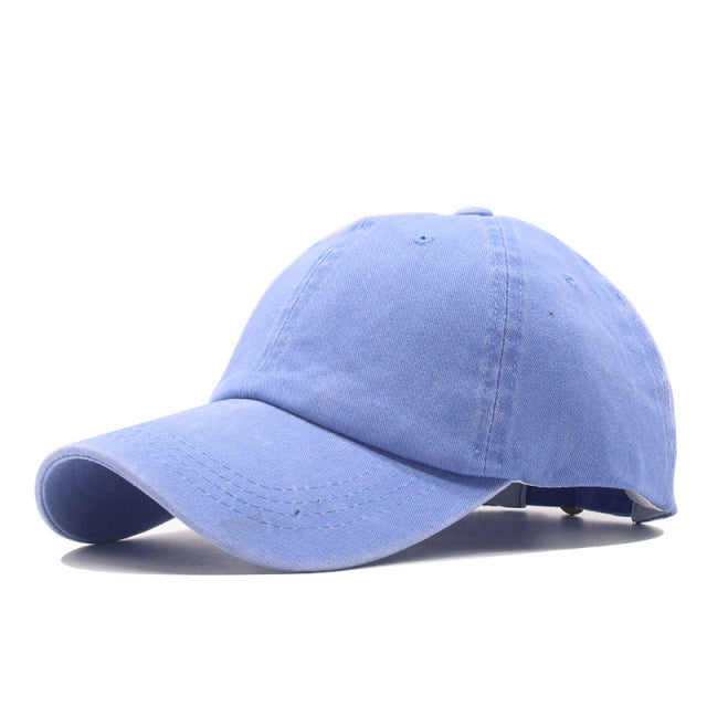 High quality Washed Cotton Adjustable Solid color Baseball Cap Unisex couple cap Fashion Leisure dad