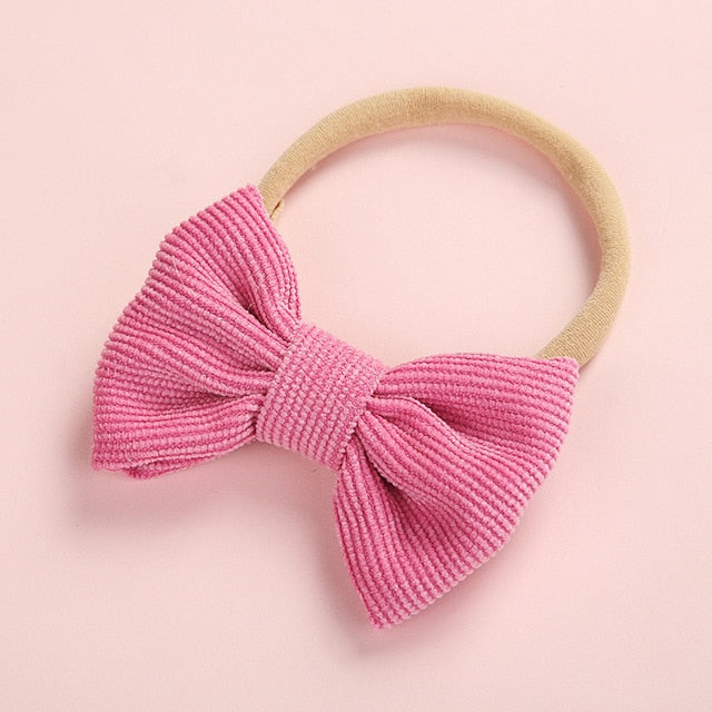 Baby Headband Bow Headbands For Girl Corduroy Head Band Thin Nylon Hairband Newborn Kids Toddler Hai