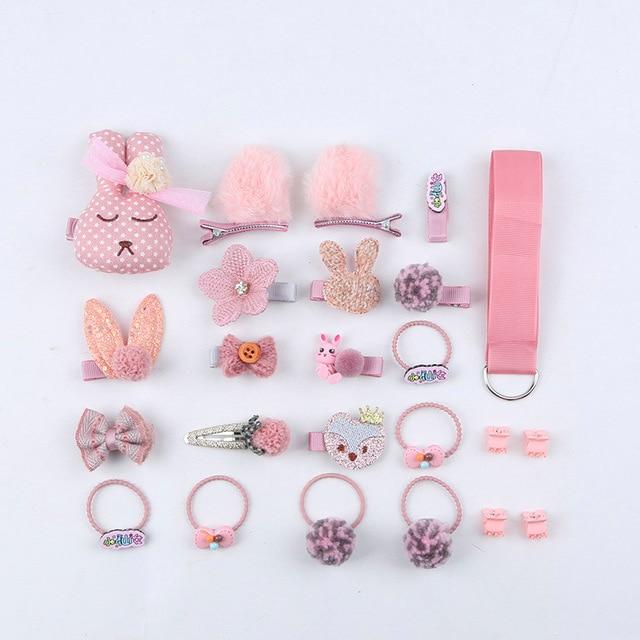 18/24 Pcs/Set Children Hair Clip Set Baby Head flower Fabric Bow Barrettes Hair clips Girl Elastic h