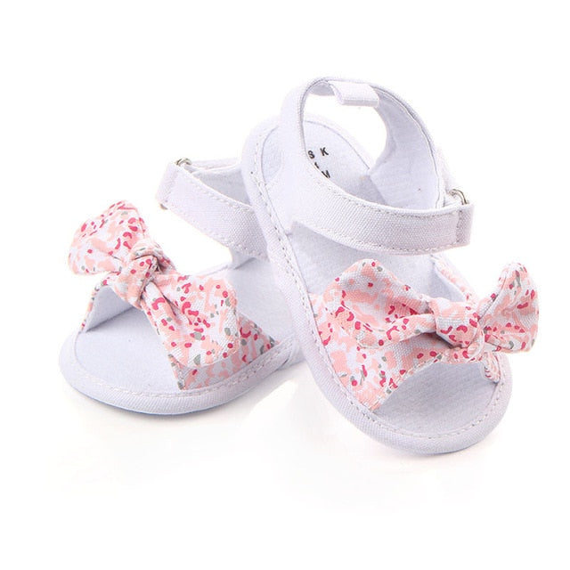 Fashion Newborn Infant Baby Girls Princess Shoes Bowknot Toddler Summer Sandals PU Non-slip Shoes 0-