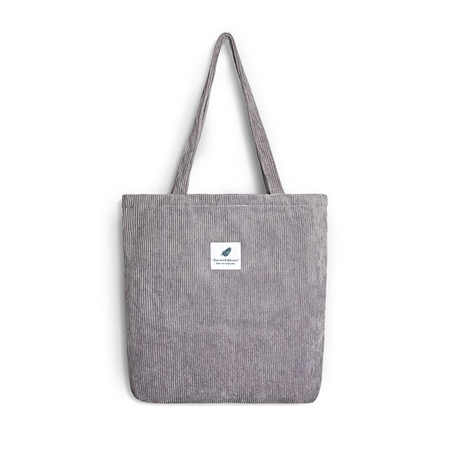 Women Corduroy Shopping Bag Female Canvas Cloth Shoulder Bag Environmental Storage Handbag Reusable 