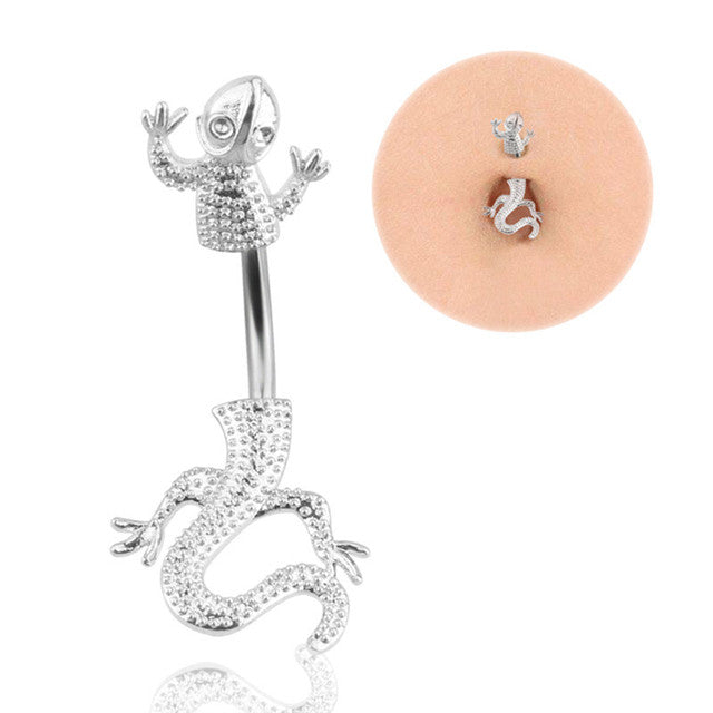 14G 316L surgical steel bar Nickel-free Retail Snake belly button ring fashion lizard lady body pier