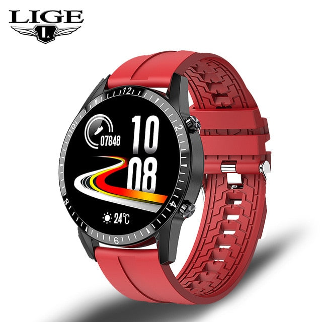 LIGE Bluetooth Phone Smart Watch Men Waterproof Sports Fitness Watch Health Tracker Weather Display 