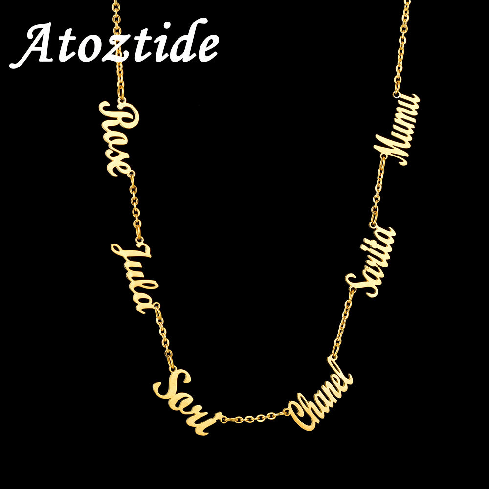 Atoztide Custom Multiple Personalized  Name Necklaces Jewelry Chain Pendant name gold necklace for w