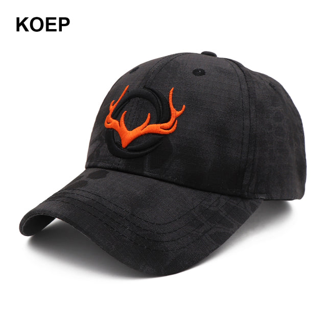 KOEP 2021 New Camo Baseball Cap Fishing Caps Men Outdoor Hunting Camouflage Jungle Hat 3D Deer Head 