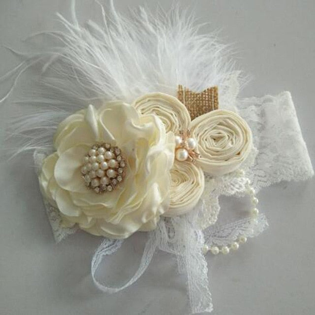 Vintage Flower Headband Baby Girls Headwraps Newborn Photography Props Gifts Lace Elastic Hair Bands