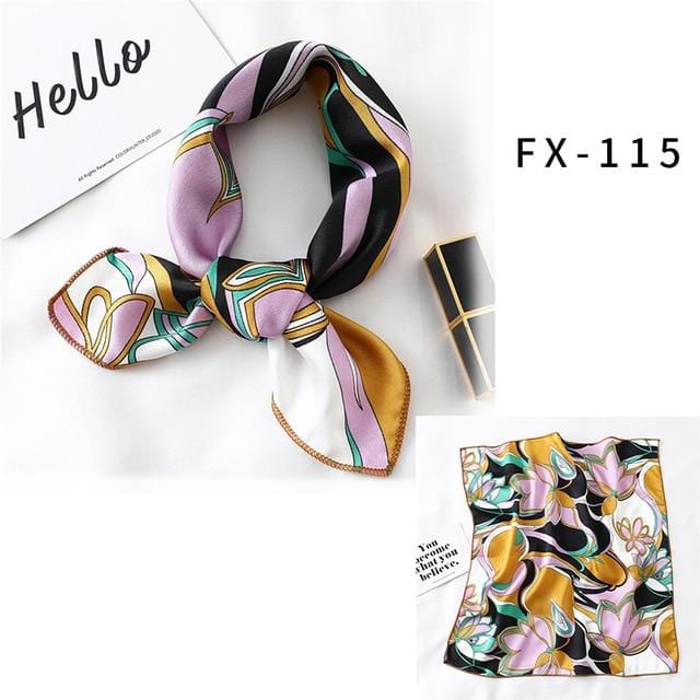 Square Silk Scarf Women Fashion Print Small Neck Scarfs Office Lady Hair Band Foulard Hand Kerchief 