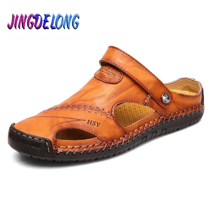 Hot Classic Summer Men's Sandals Genuine Leather Soft Breathable Shoes Beach Roman Sandals Men S