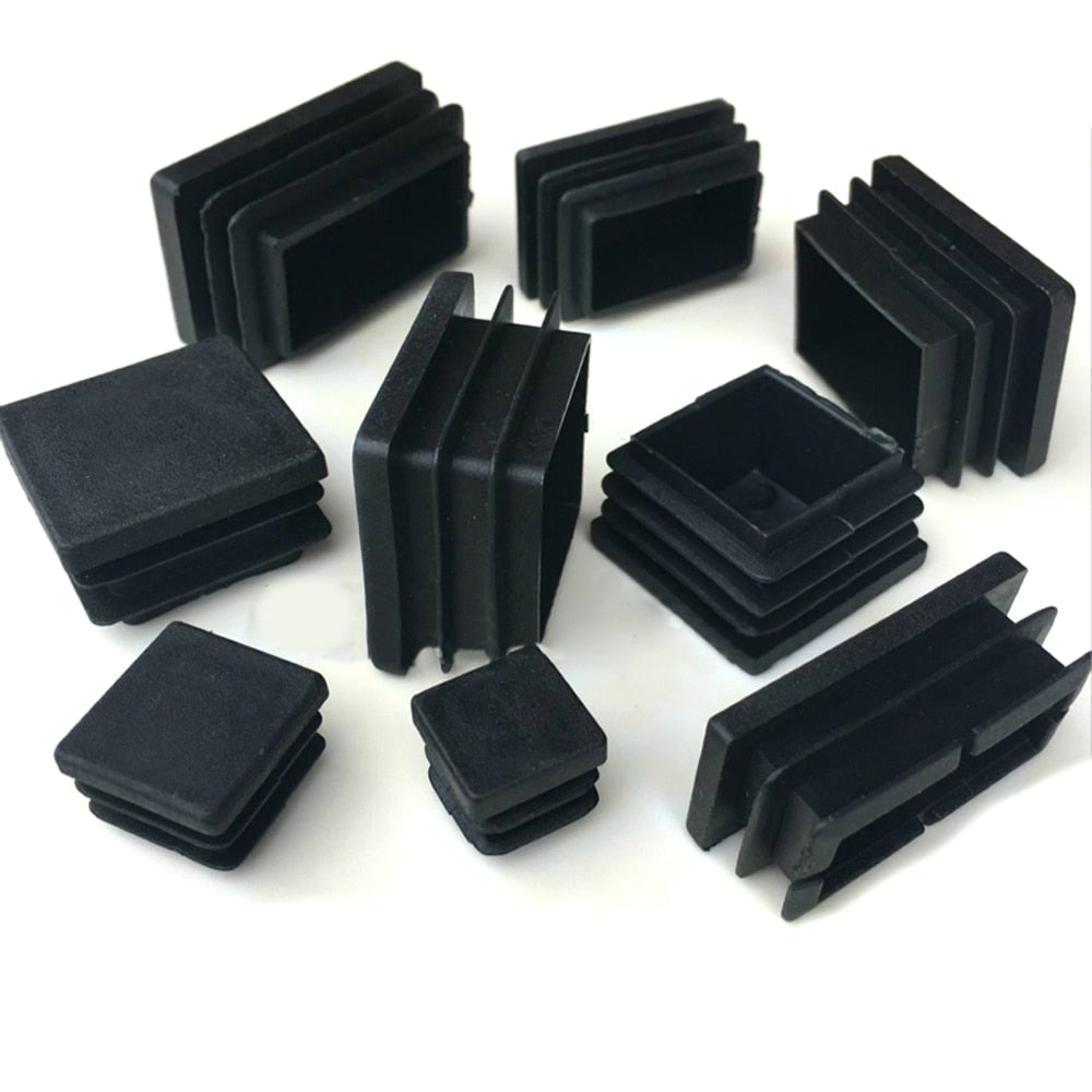 2/4/10pcs Square Plastic Black Blanking End Cap Tube Pipe Insert Plug Bung 10x10~100x100mm