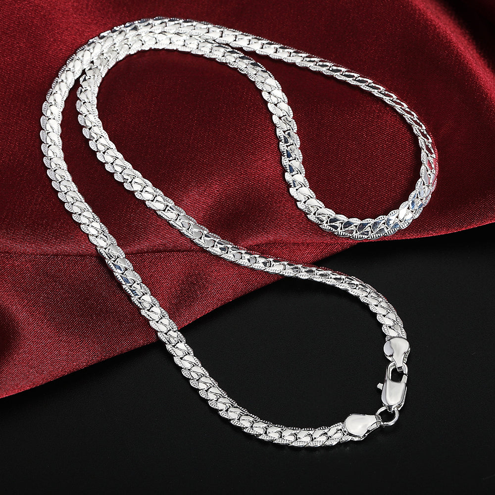 hot sale 925 Sterling Silver 5mm Fine Sideways Necklace 20Inch 50cm Chain For Woman Men Fashion Wedd