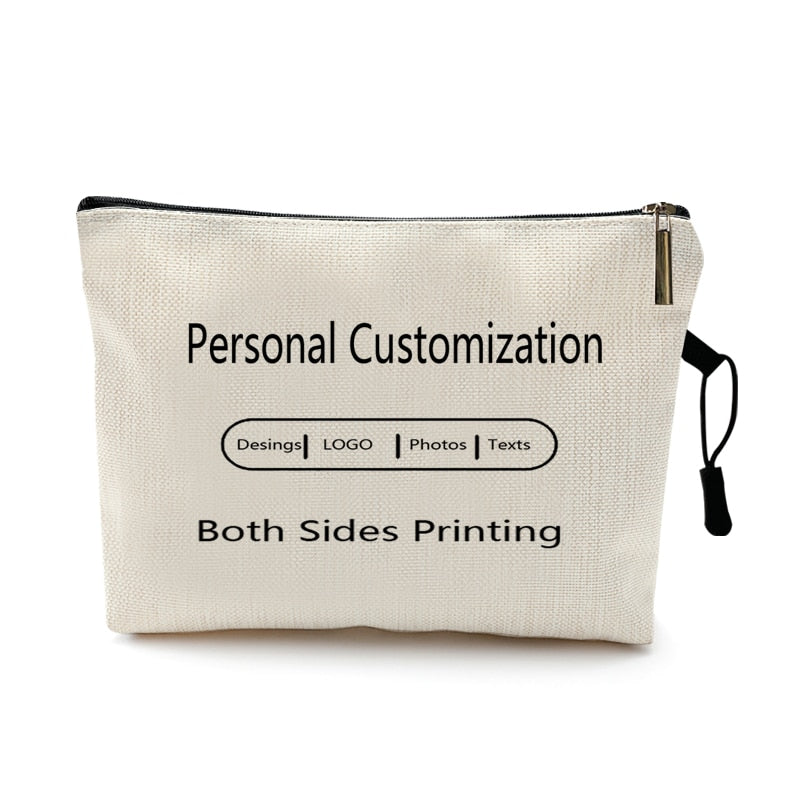 Personal Custom DIY Logo Makeup Bag Pouch Travel Outdoor Girl Women Cosmetic Bag Toiletries Organize