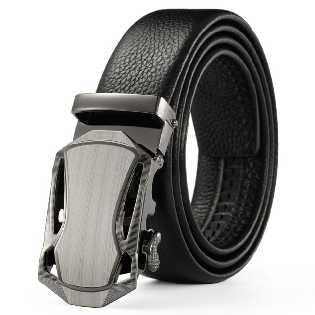 Men Belt Metal Luxury Brand Automatic Buckle Leather High Quality Belts for Men Business Work Casual