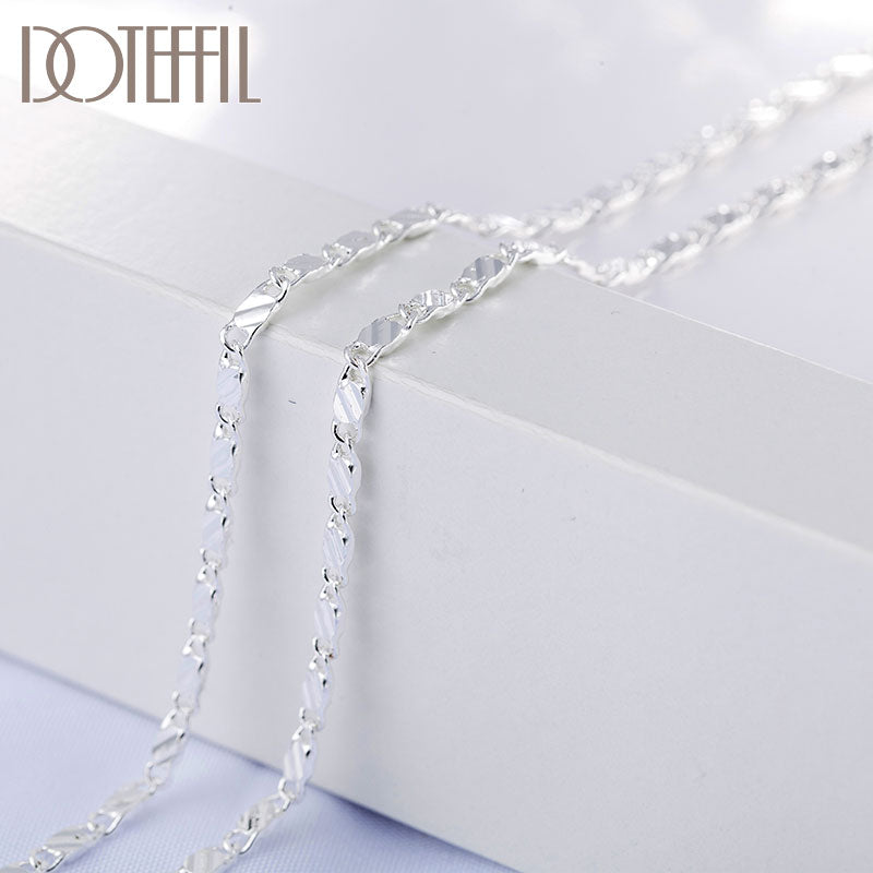 DOTEFFIL 925 Sterling Silver 16/18/20/22/24/26/28/30 Inch 2mm Charm Chain Necklace For Women Man Fas