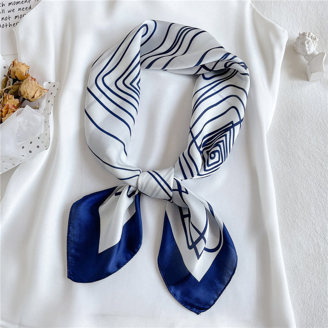 Silk Square Scarf Women Satin Bandana Print Bag Scarves Head Band Fashion Lady Hair Shawl and Wrap F