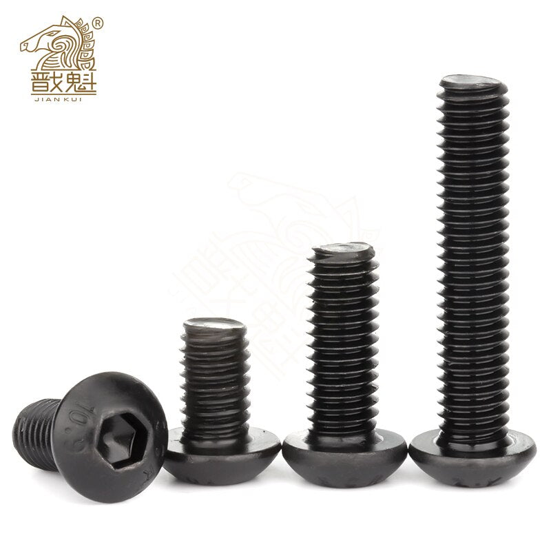 10-50pcs/lot ISO7380 Hex Screw M2 M2.5 M3 M4 M5 M6 M8 Black Button Head Hex Socket Cap Screw Hexagon